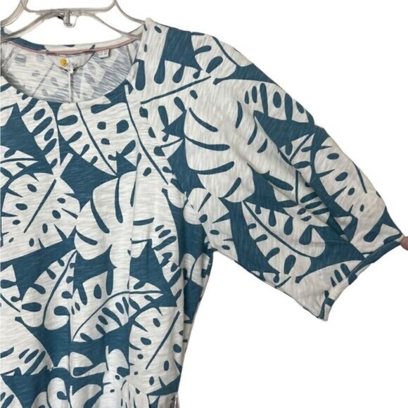 Boden Heritage Blue Banana Leaf Amanda Belted Jersey Dress Size 8 - Picture 8 of 12
